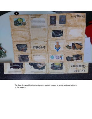 PROCESS OF MAKING GAME PIECES (4/8)We then drew out the instruction and pasted images to show a clearer picture
to the players.
3
 