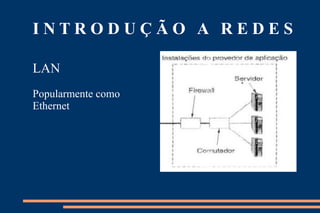 INTRODUÇÃO A REDES

LAN
Popularmente como
Ethernet
 