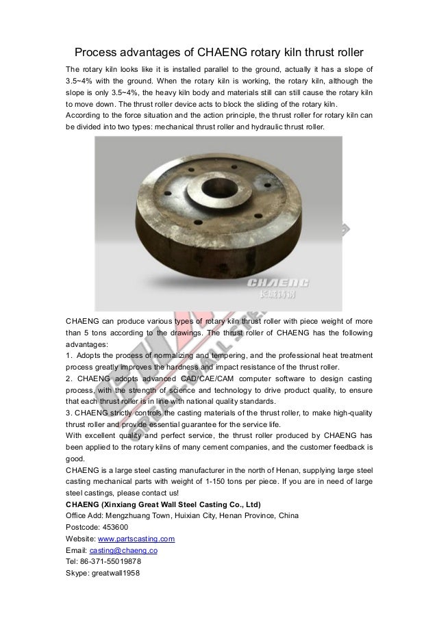Process advantages of CHAENG rotary kiln thrust roller