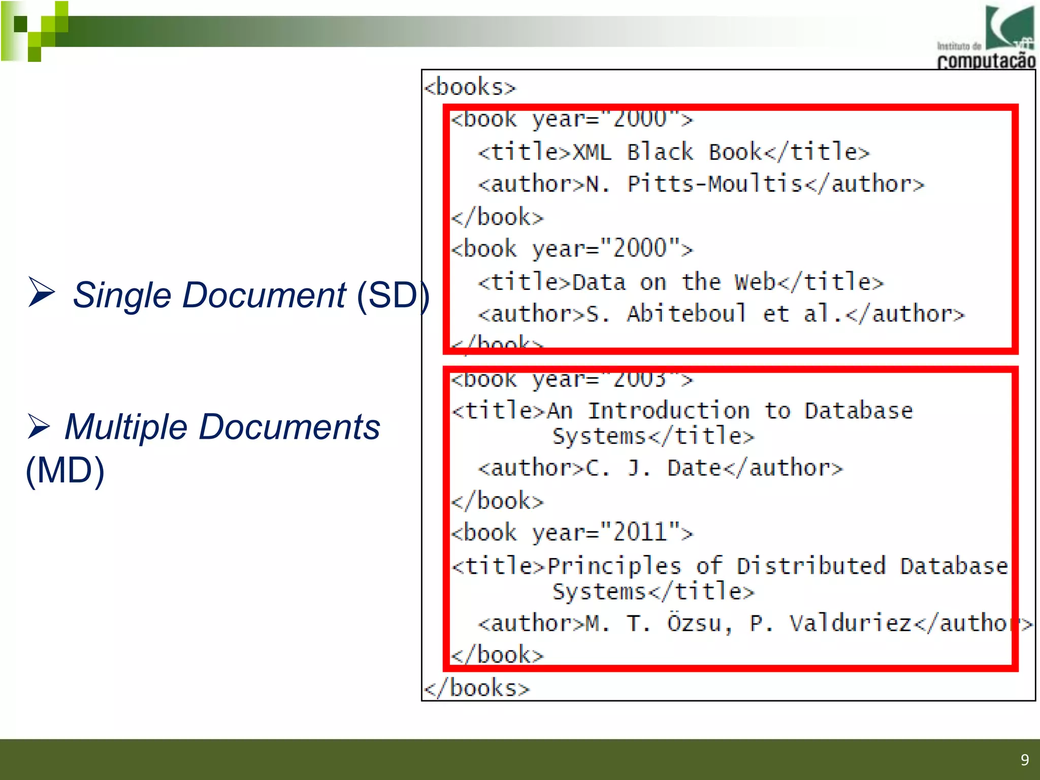  Single Document (SD)


 Multiple Documents
(MD)




                         9
 