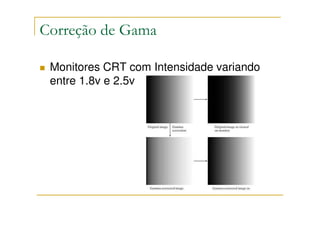 Correção de Gama

 Monitores CRT com Intensidade variando
 entre 1.8v e 2.5v
 