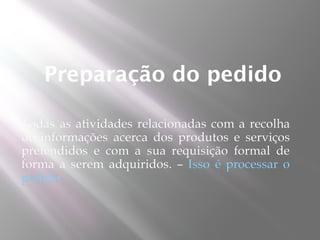 Preparação do pedido
 