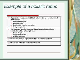 Example of a holistic rubric

 