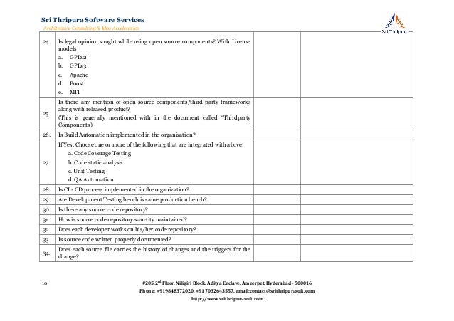 Process audit questionnaire