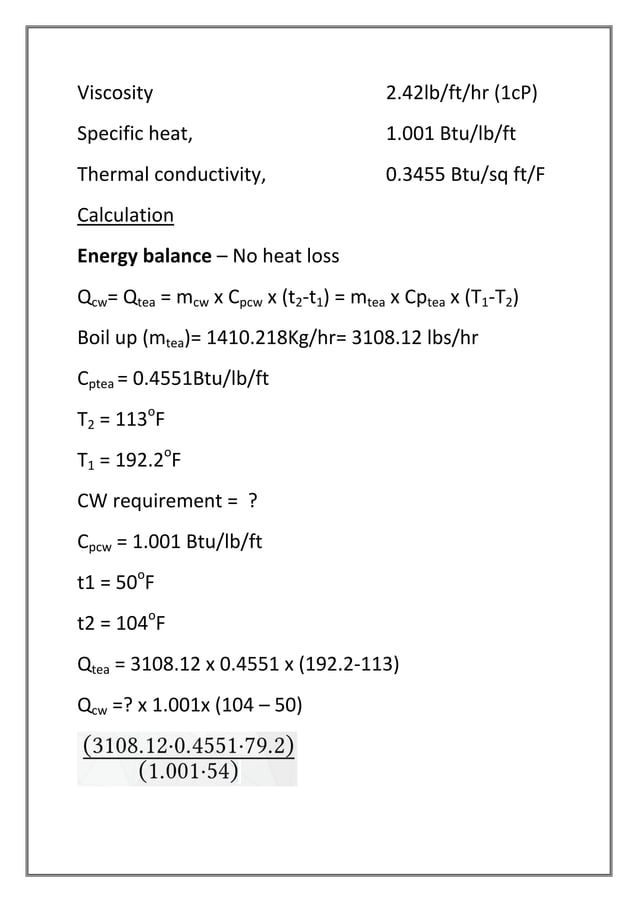 Process calculation condensation PDF