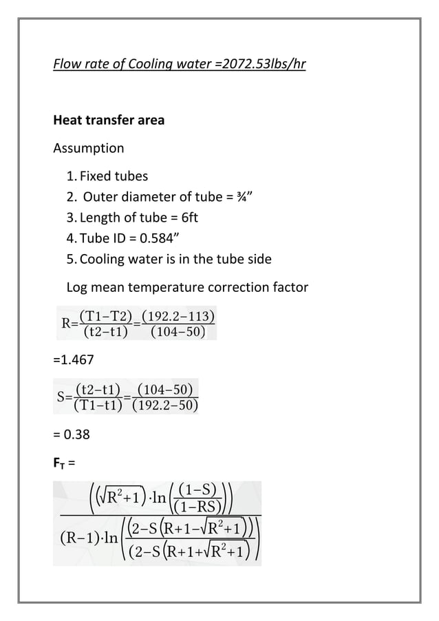 Process calculation condensation