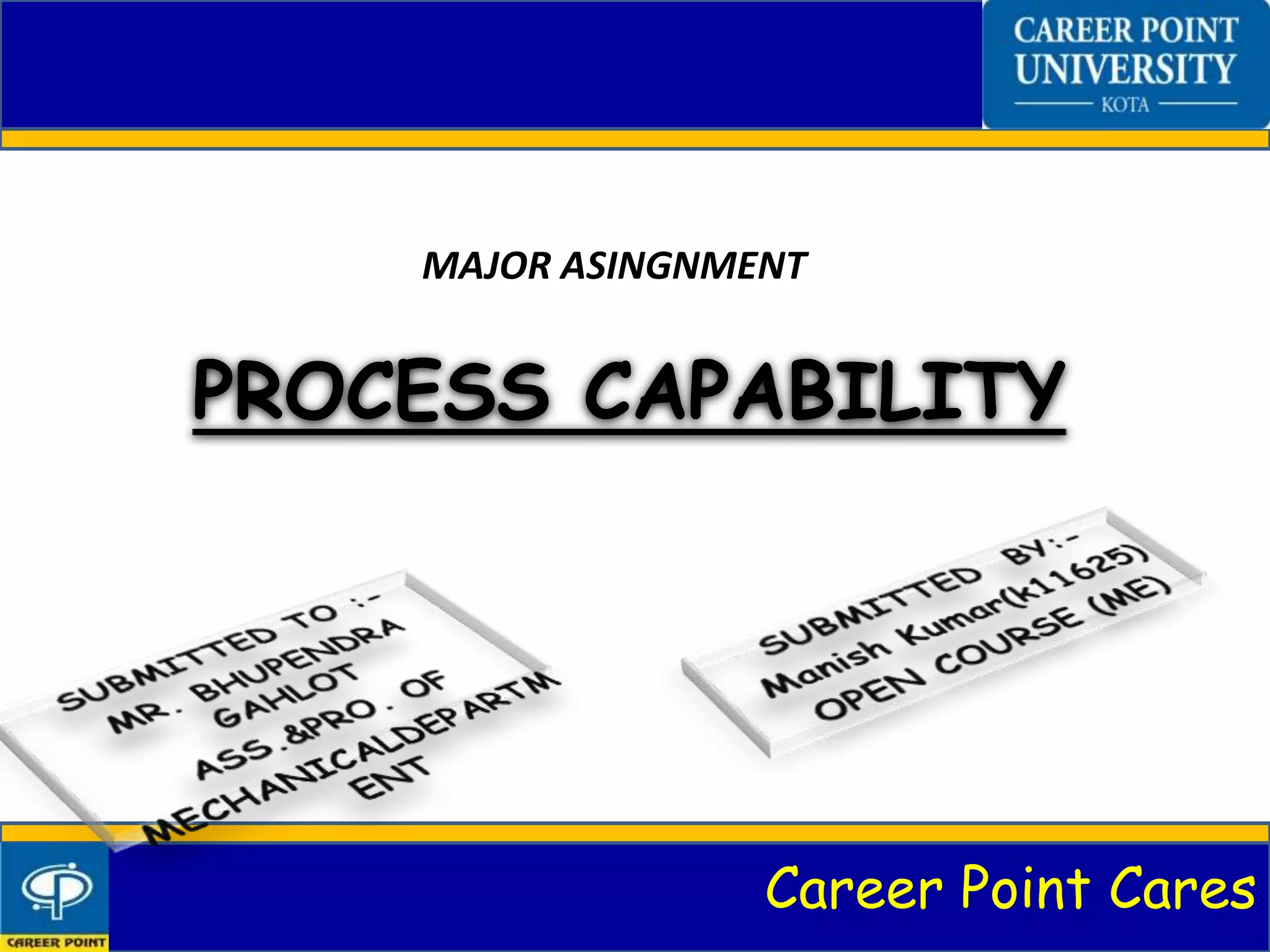 Career Point Cares
PROCESS CAPABILITY
MAJOR ASINGNMENT
 