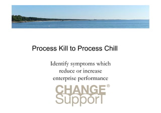 Process Kill to Process Chill
Identify symptoms which
reduce or increase
enterprise performance
 