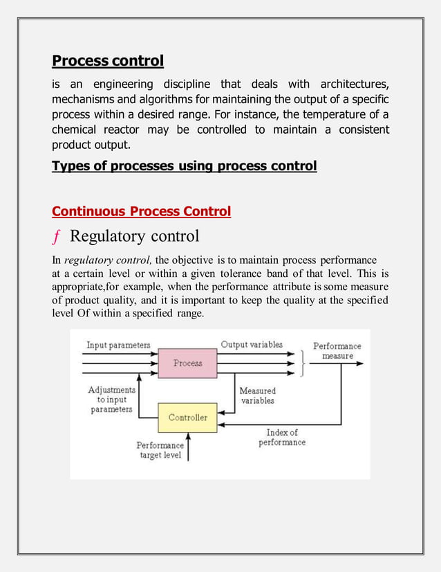 Process control examples and applications