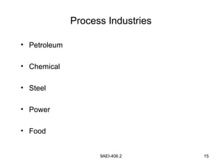9AEI-406.2 15
Process Industries
• Petroleum
• Chemical
• Steel
• Power
• Food
 