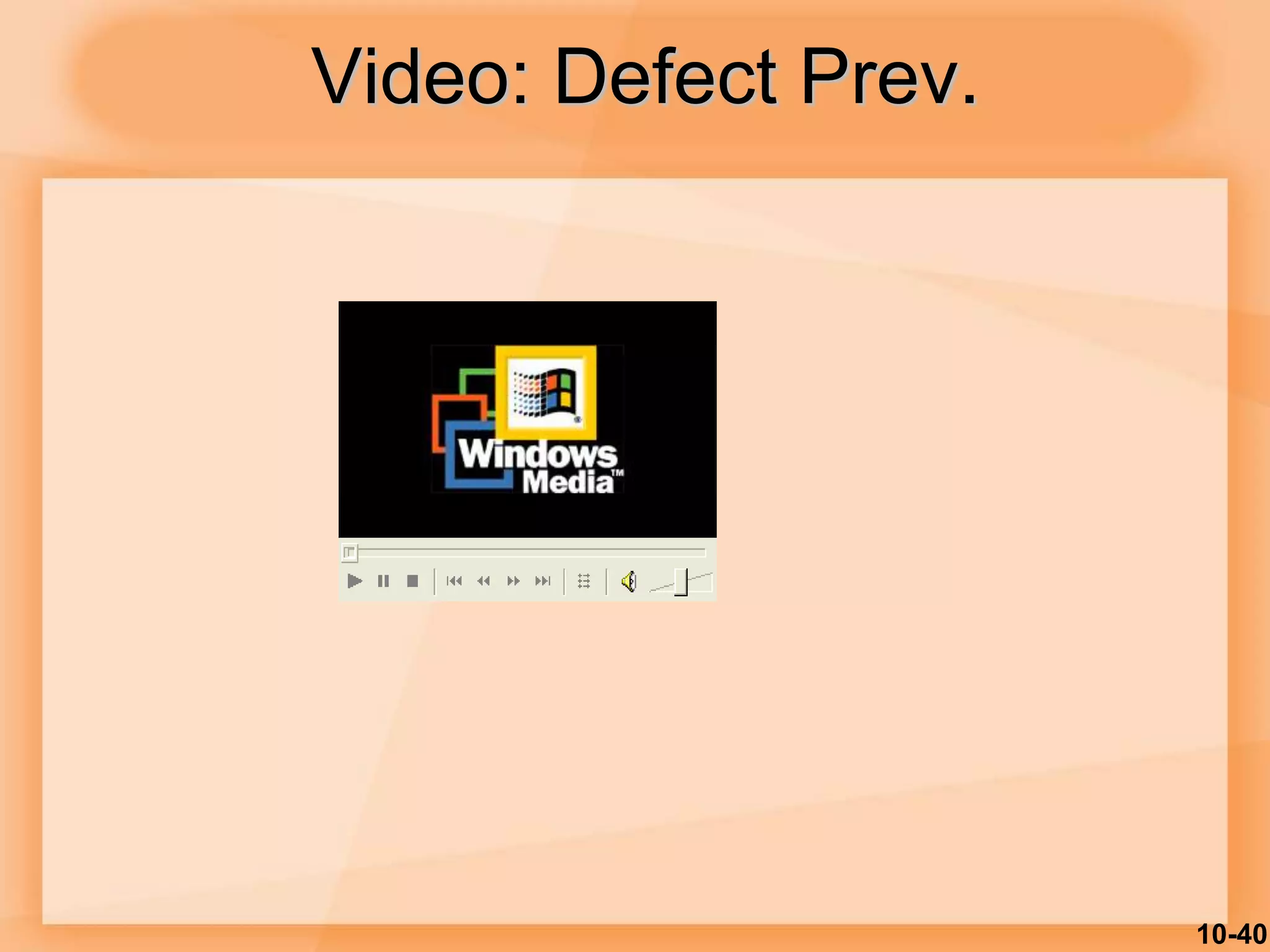 10-40
Video: Defect Prev.
 