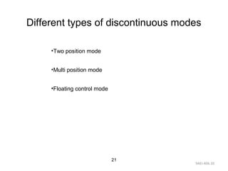 9AEI-406.10
21
Different types of discontinuous modes
•Two position mode
•Multi position mode
•Floating control mode
 