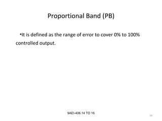 59
9AEI-406.14 TO 16
Proportional Band (PB)
•It is defined as the range of error to cover 0% to 100%
controlled output.
 