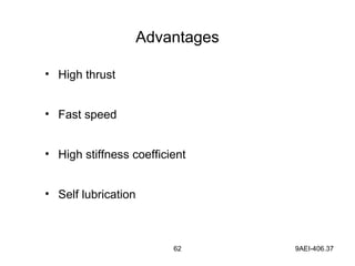 62 9AEI-406.37
Advantages
• High thrust
• Fast speed
• High stiffness coefficient
• Self lubrication
 