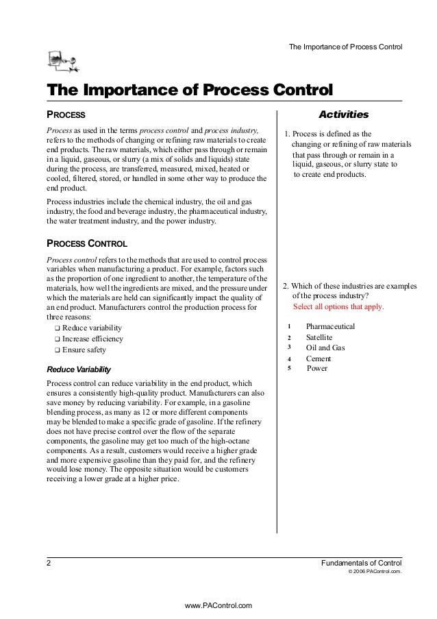 Process control fundamentals