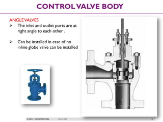 © 2014 / CONFIDENTIAL ISLAM DEIF 45
CONTROLVALVE BODY
ANGLEVALVES
 The inlet and outlet ports are at
right angle to each other .
 Can be installed in case of no
inline globe valve can be installed
 