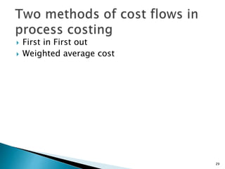  First in First out
 Weighted average cost
29
 