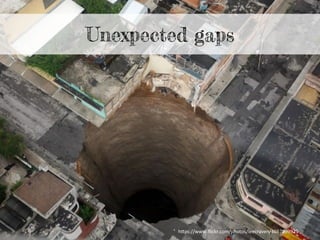 h"ps://www.ﬂickr.com/photos/leecraven/4667899925	
  
Unexpected gaps
 