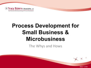 Process Development for Small Business & Microbusiness The Whys and Hows 