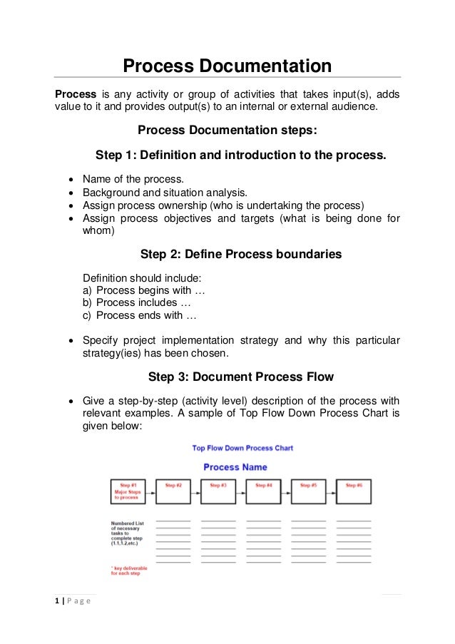 Process documentation Process documentation