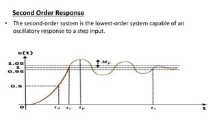 Second Order Response
• The second-order system is the lowest-order system capable of an
oscillatory response to a step input.
 