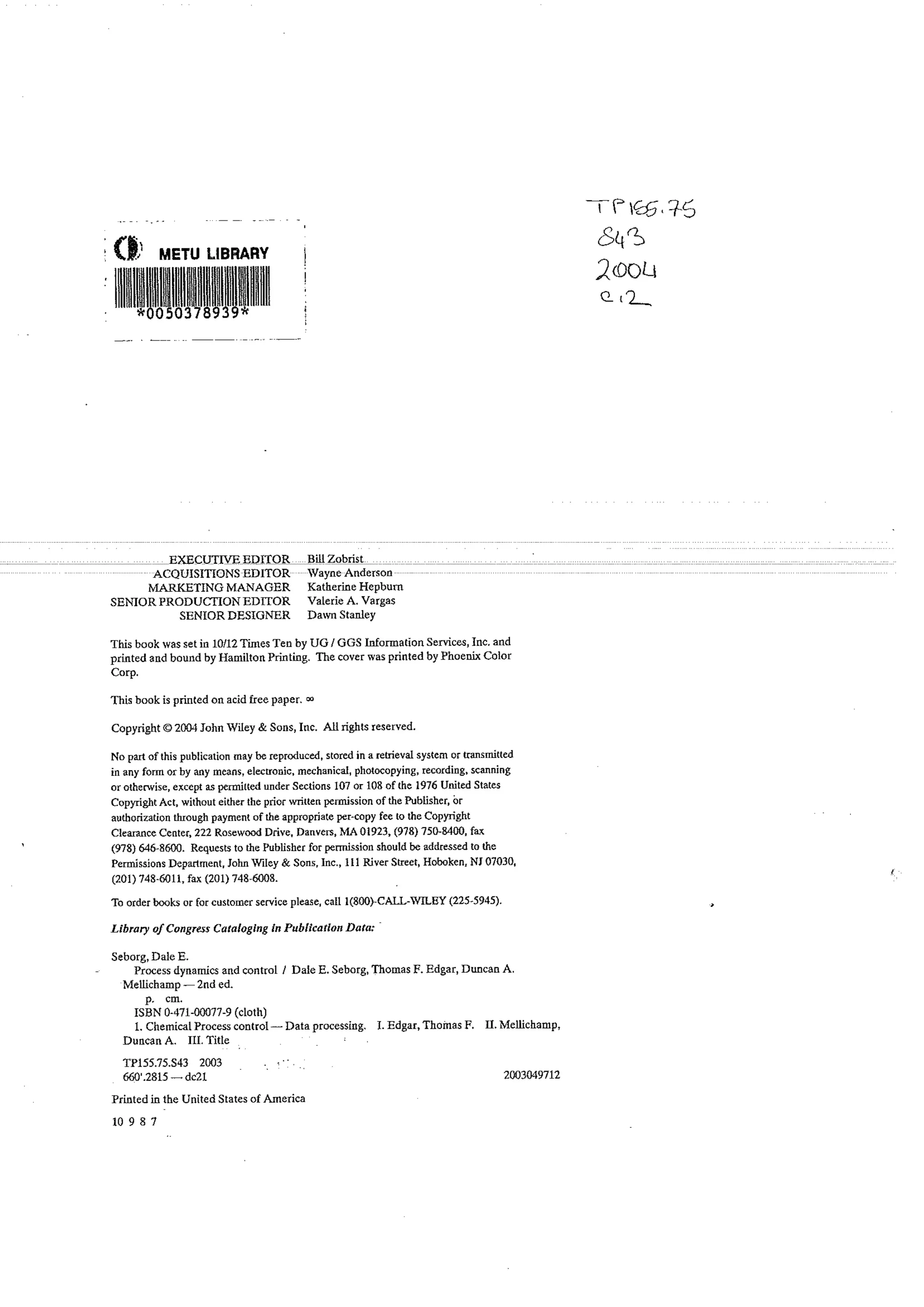 Process dynamics and control seborg (2nd edition)