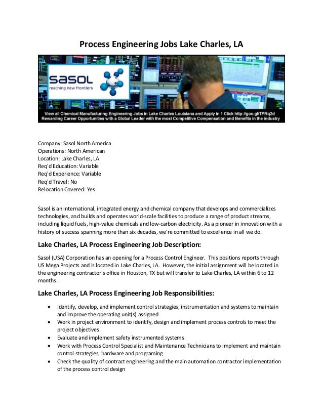 Process Engineering Jobs Lake Charles, LA