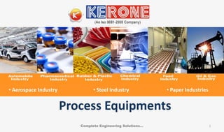 1Complete Engineering Solutions…
Process Equipments
• Aerospace Industry • Steel Industry • Paper Industries• Aerospace Industry
 