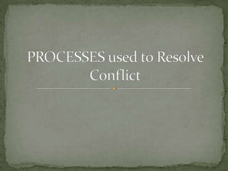 PROCESSES used to Resolve Conflict 