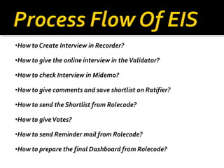 E.I.S. Process flow 