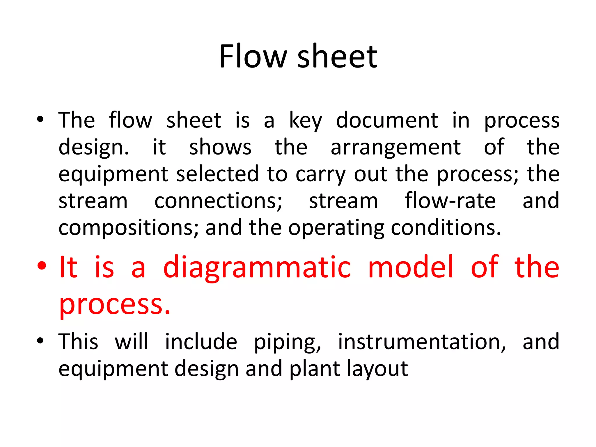 Process flow sheet diagram