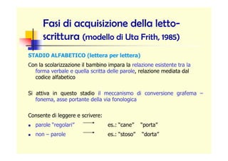 Fasi di acquisizione della lettoFasi di acquisizione della letto--
scritturascrittura (modello di Uta Frith, 1985)(modello...