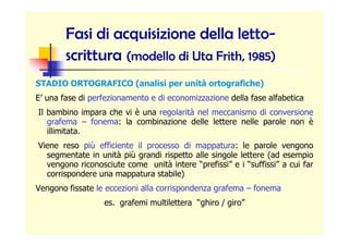 Fasi di acquisizione della lettoFasi di acquisizione della letto--
scritturascrittura (modello di Uta Frith, 1985)(modello...