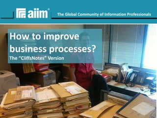 Copyright © AIIM | All rights reserved.
#AIIM
The Global Community of Information Professionals
aiim.org
How to improve
business processes?
The “CliffsNotes” Version
 