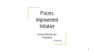 Process
Improvement
Initiative
Increase Efficiency and
Profitability
By Anup Mitra
1
 