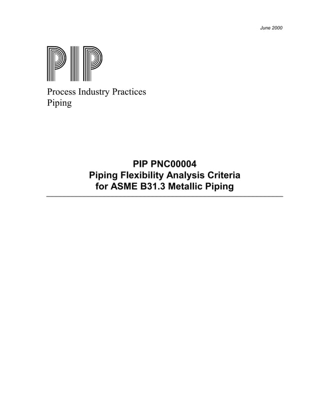 Process Industry Practices Piping Flexibility Analysis Criteria for