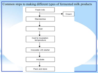 Common steps to making different types of fermented milk products
 