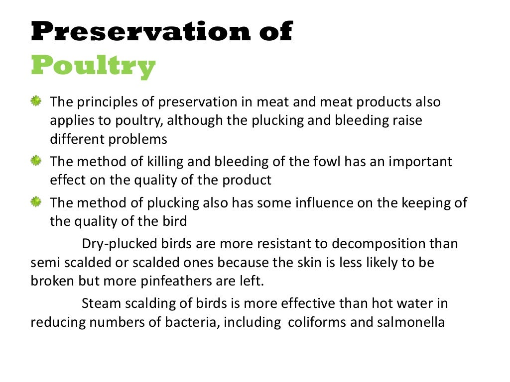 Poultry Contamination, Preservation and Spoilage