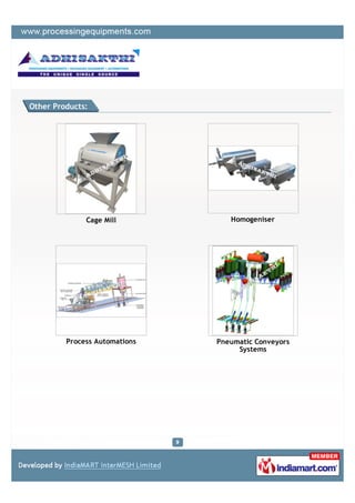 Other Products:




              Cage Mill           Homogeniser




         Process Automations   Pneumatic Conveyors
                                    Systems
 