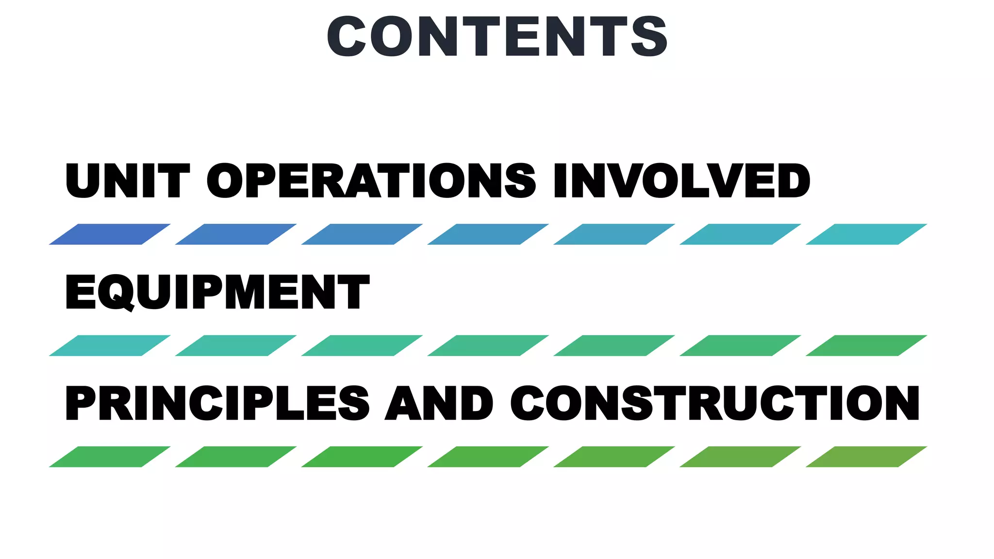 UNIT OPERATIONS INVOLVED
EQUIPMENT
PRINCIPLES AND CONSTRUCTION
 
