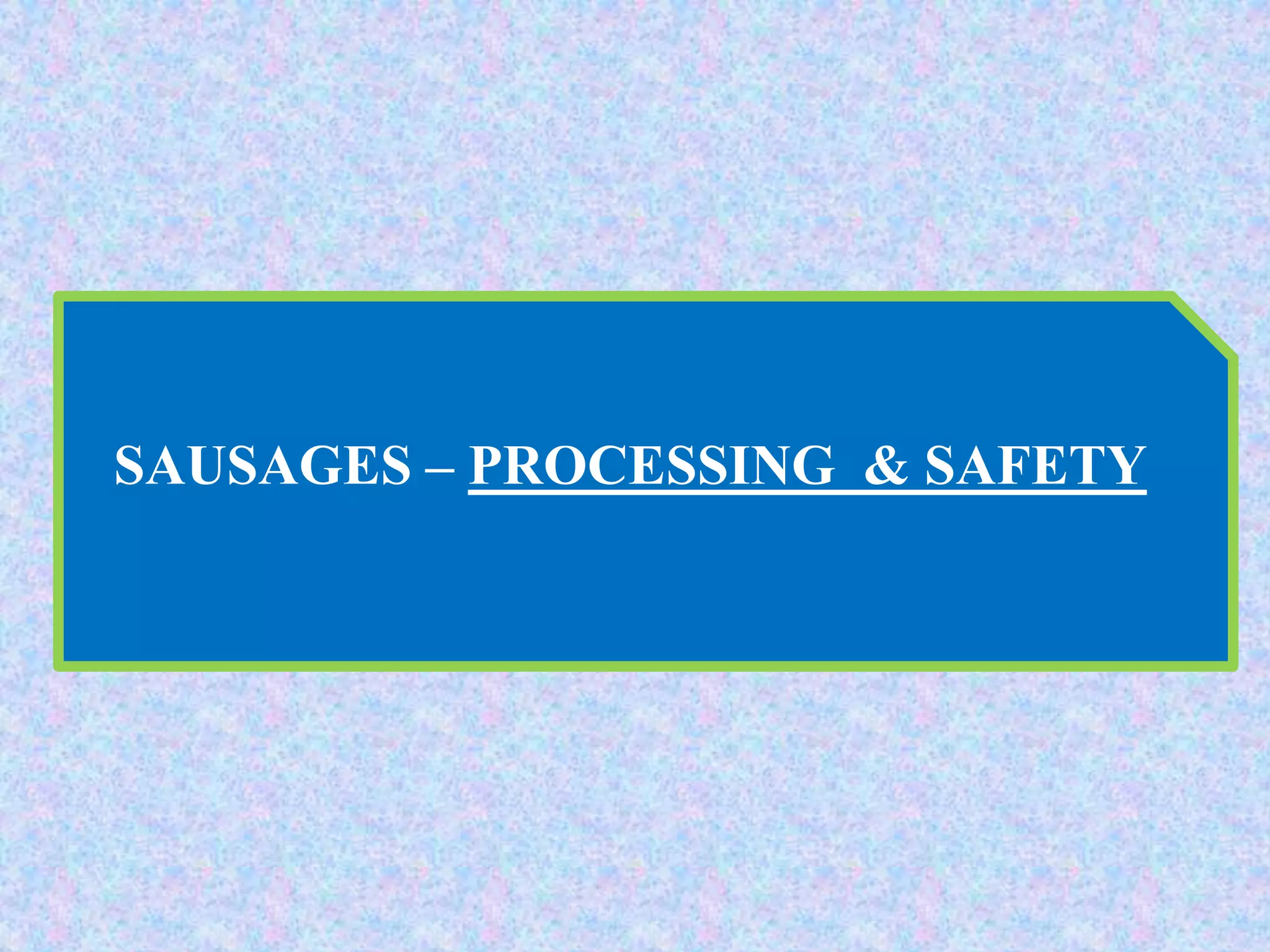 SAUSAGES – PROCESSING & SAFETY
 