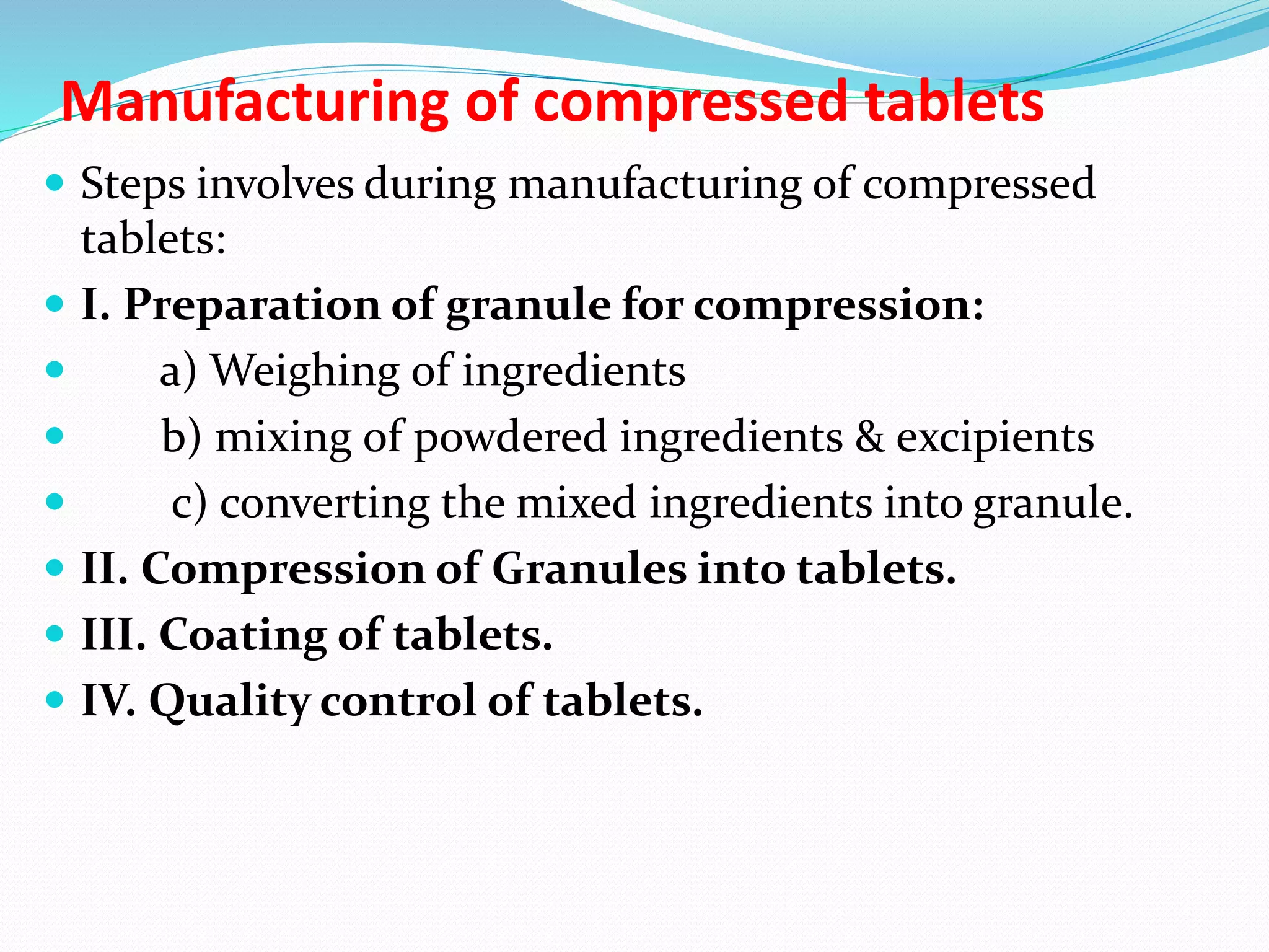 Processing of tablet | PPTX