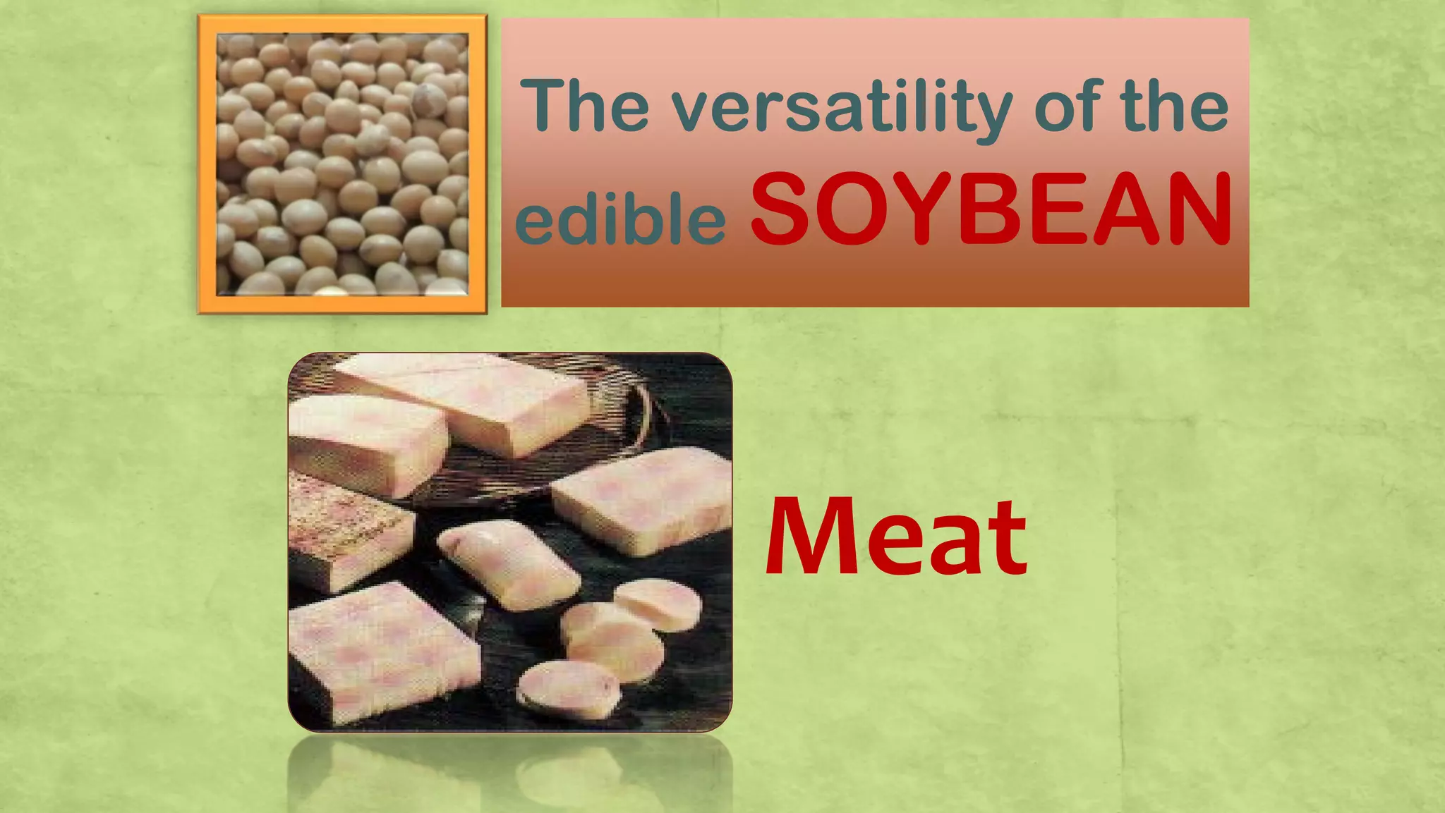 The versatility of the
edible SOYBEAN
Meat
 