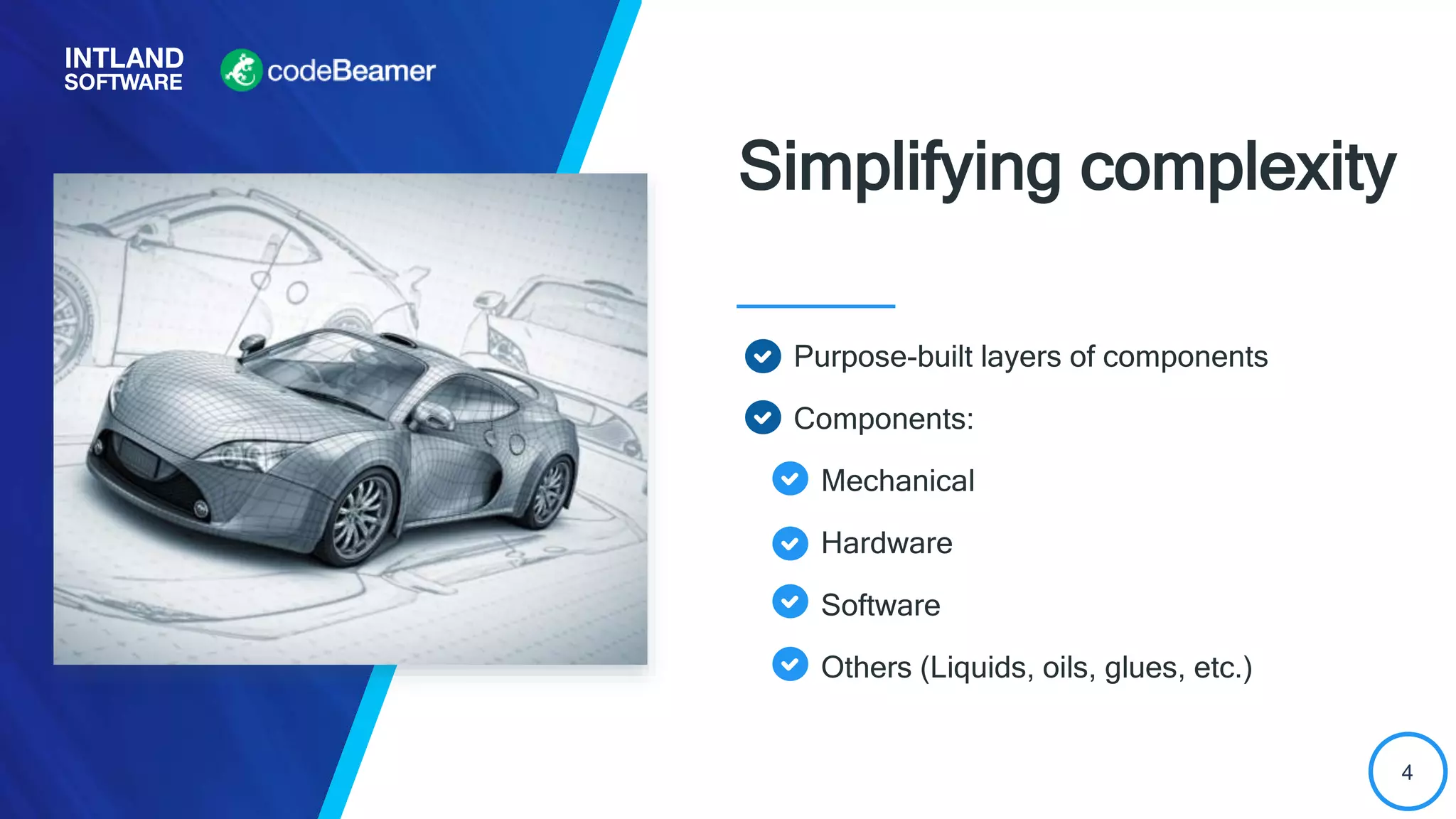 4
Simplifying complexity
Purpose-built layers of components
Components:
Mechanical
Hardware
Software
Others (Liquids, oils, glues, etc.)
 