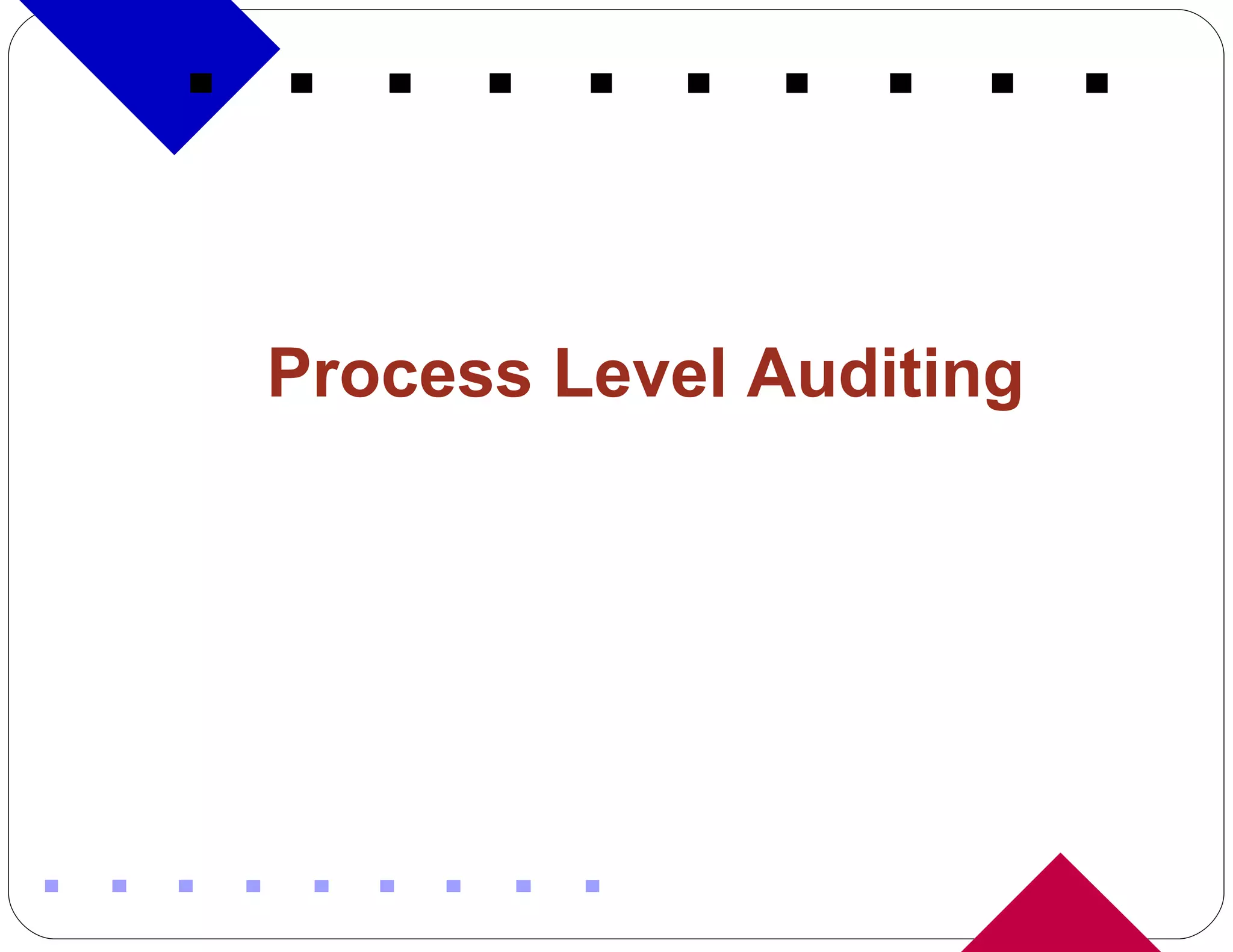 Process Level Auditing 