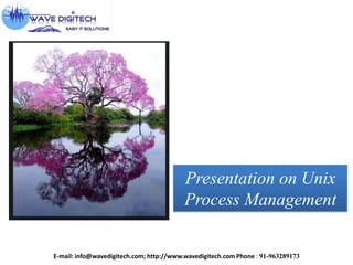 E-mail: info@wavedigitech.com; http://www.wavedigitech.com Phone : 91-963289173
Presentation on Unix
Process Management
 