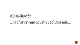 เมื่อตั้งทีมเสร็จ
...แล้วก็มากาหนดขอบข่ายของโปรเจคกัน...
 