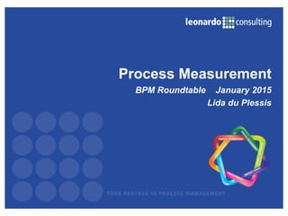 Process Measurement
BPM Roundtable January 2015
Lida du Plessis
 