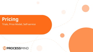 Pricing
Trials, Price Model, Self-service
 