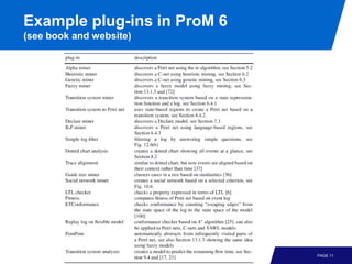 Example plug-ins in ProM 6
(see book and website)




                             PAGE 11
 